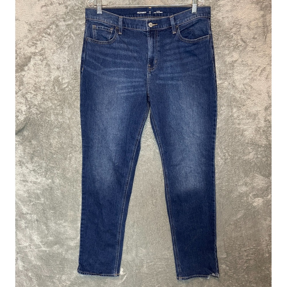 Old Navy Women WOW Mid Rise Boyfriend Jeans 12 Tall Straight Classic Normcore